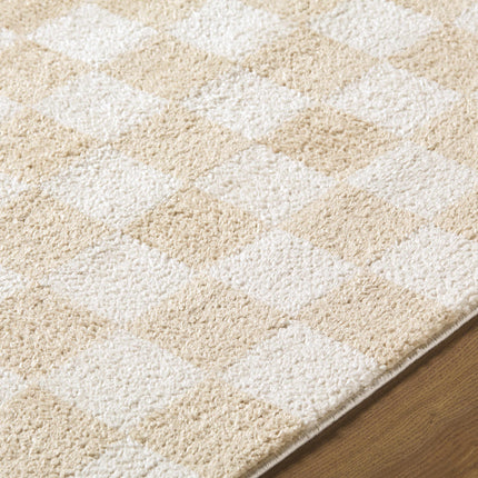Canika Checkered Cream Washable Area Rug Rugs TriadCommerceInc
