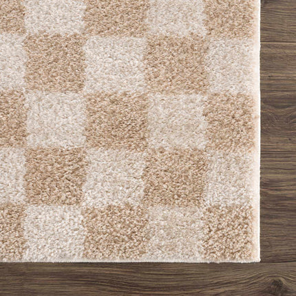 Canika Checkered Cream Washable Area Rug Rugs TriadCommerceInc