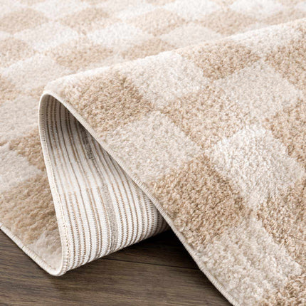 Canika Checkered Cream Washable Area Rug Rugs TriadCommerceInc