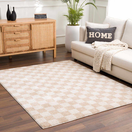 Canika Checkered Cream Washable Area Rug Rugs TriadCommerceInc