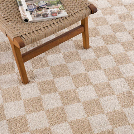Canika Checkered Cream Washable Area Rug Rugs TriadCommerceInc 2' x 2'11" Rectangle