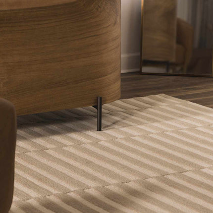 Idaho Broken-Striped Beige Area Rug | Our PNW Home X Livabliss Rugs TriadCommerceInc