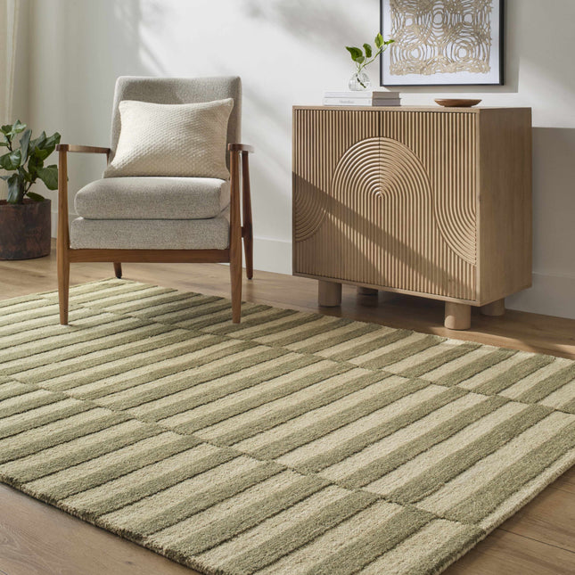 Idaho Broken-Striped Green Area Rug | Our PNW Home X Livabliss Rugs TriadCommerceInc