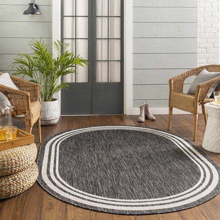Coonamble Bordered Antrasit Outdoor Rug Rugs TriadCommerceInc