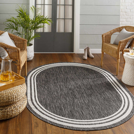 Coonamble Bordered Antrasit Outdoor Rug Rugs TriadCommerceInc