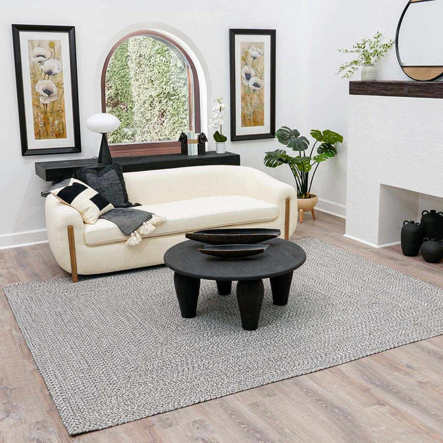 Cream Charcoal Braided Faux Jute Rug Rugs TriadCommerceInc