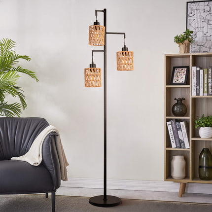 Boho Rattan Floor Lamp Floor Lamps TriadCommerceInc