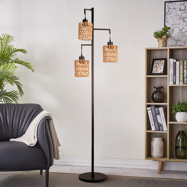 Boho Rattan Floor Lamp Floor Lamps TriadCommerceInc