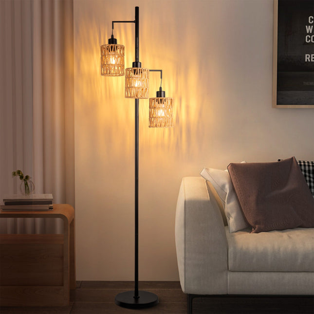 Boho Rattan Floor Lamp Floor Lamps TriadCommerceInc