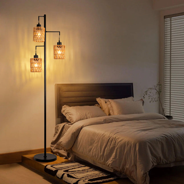 Boho Rattan Floor Lamp Floor Lamps TriadCommerceInc