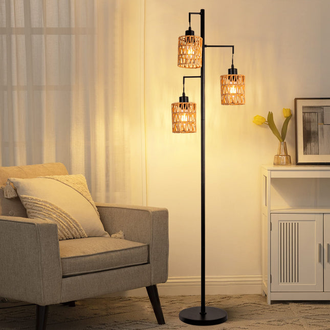 Boho Rattan Floor Lamp Floor Lamps TriadCommerceInc