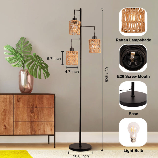 Boho Rattan Floor Lamp Floor Lamps TriadCommerceInc