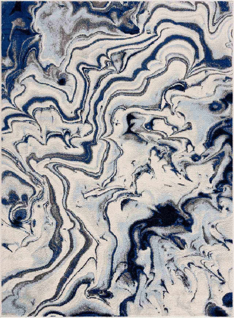 Glendon Cream Blue Marble Rug Rugs TriadCommerceInc
