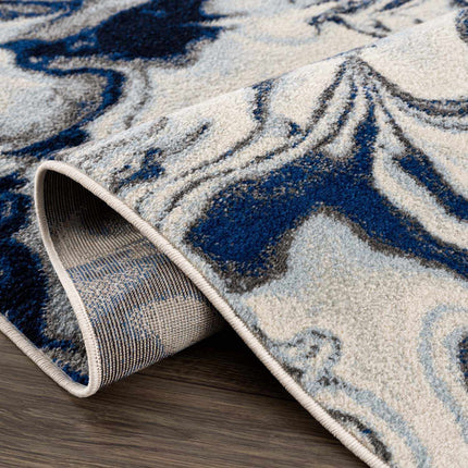 Glendon Cream Blue Marble Rug Rugs TriadCommerceInc