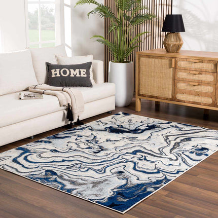 Glendon Cream Blue Marble Rug Rugs TriadCommerceInc