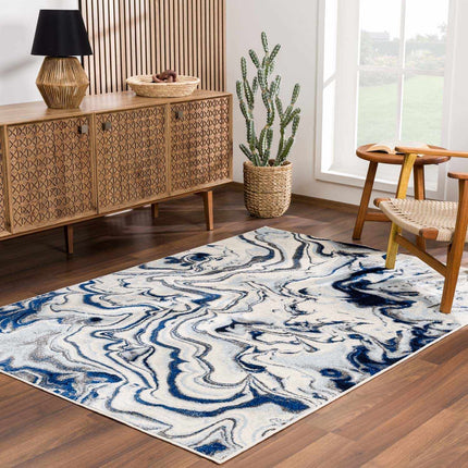 Glendon Cream Blue Marble Rug Rugs TriadCommerceInc