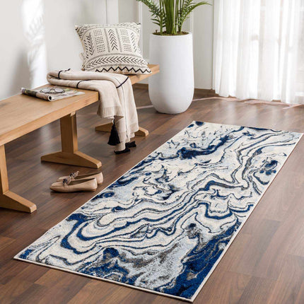 Glendon Cream Blue Marble Rug Rugs TriadCommerceInc