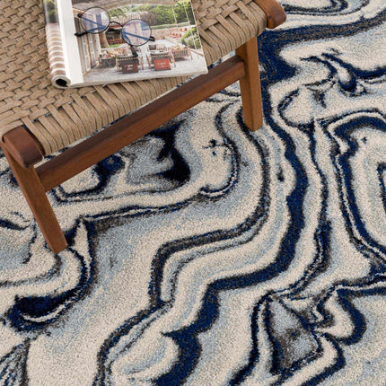 Glendon Cream Blue Marble Rug Rugs TriadCommerceInc