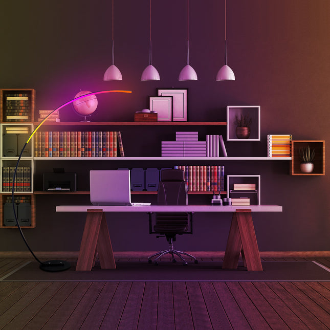 RGBW Modern Curved Floor Lamp | Color-Changing LED Mood Light for Living Room or Bedroom Floor Lamps TriadCommerceInc