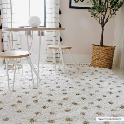 Chaia Dotted Cream & Brown Plush Rug Rugs TriadCommerceInc