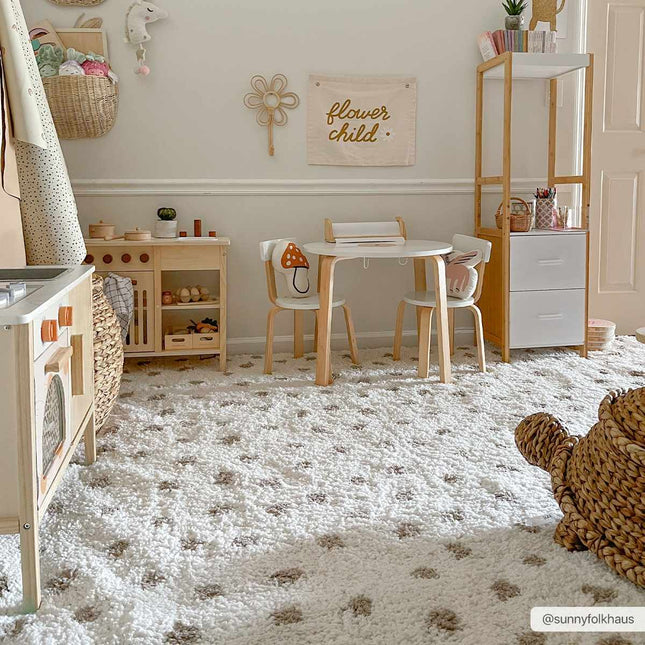 Chaia Dotted Cream & Gray Plush Rug Rugs TriadCommerceInc