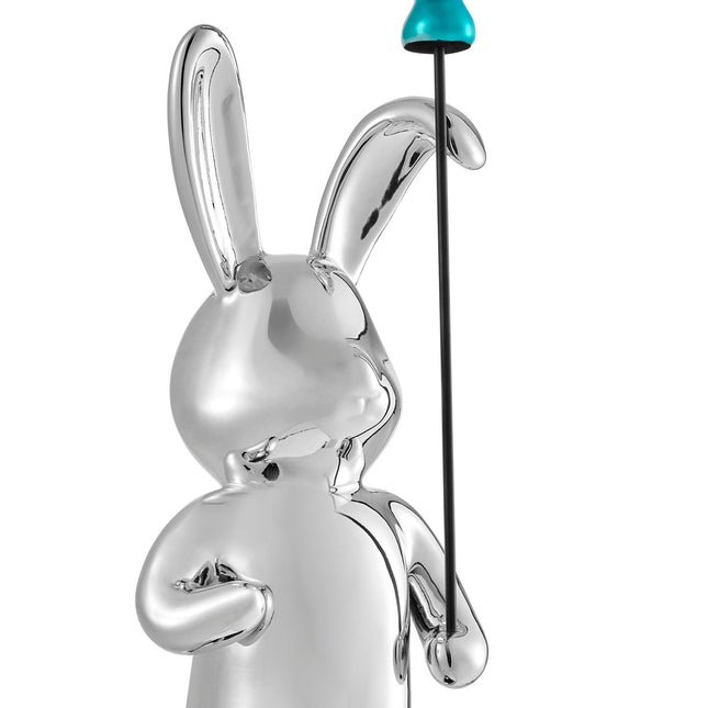Chrome Bunny Blue Balloon Sculpture TriadCommerceInc   