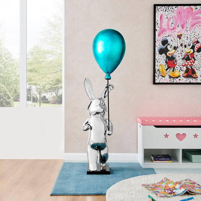 Chrome Bunny Blue Balloon Sculpture TriadCommerceInc   