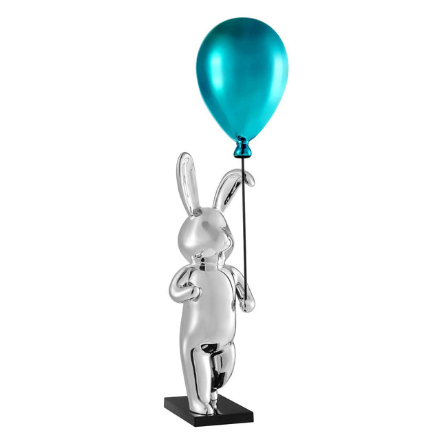 Chrome Bunny Blue Balloon Sculpture TriadCommerceInc   