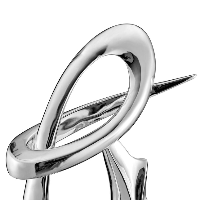 Chrome Fluid Abstract Floor Sculpture With Black Stand, 59" Tall Sculpture TriadCommerceInc   
