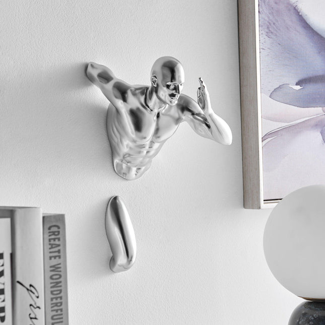 Chrome Wall Runner 13" Man Sculpture Sculpture TriadCommerceInc   
