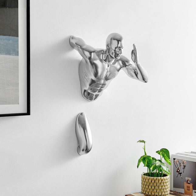 Chrome Wall Runner 20" Man Sculpture Sculpture TriadCommerceInc   