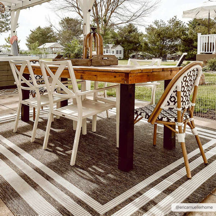 Coonamble Bordered Antrasit Outdoor Rug Rugs TriadCommerceInc