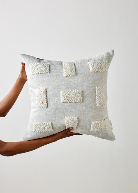 Blocks Organic Natural White Cotton Throw Pillow Pillows TriadCommerceInc