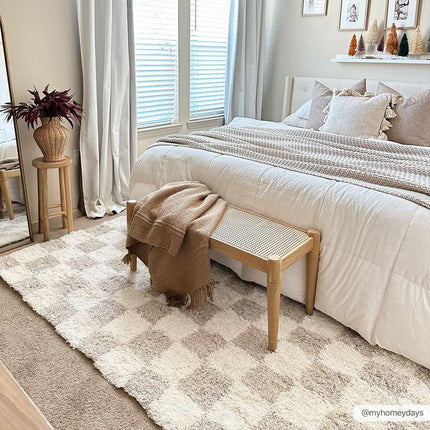 Atira Light Brown Checkered Area Rug Rugs TriadCommerceInc
