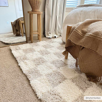 Atira Light Brown Checkered Area Rug Rugs TriadCommerceInc
