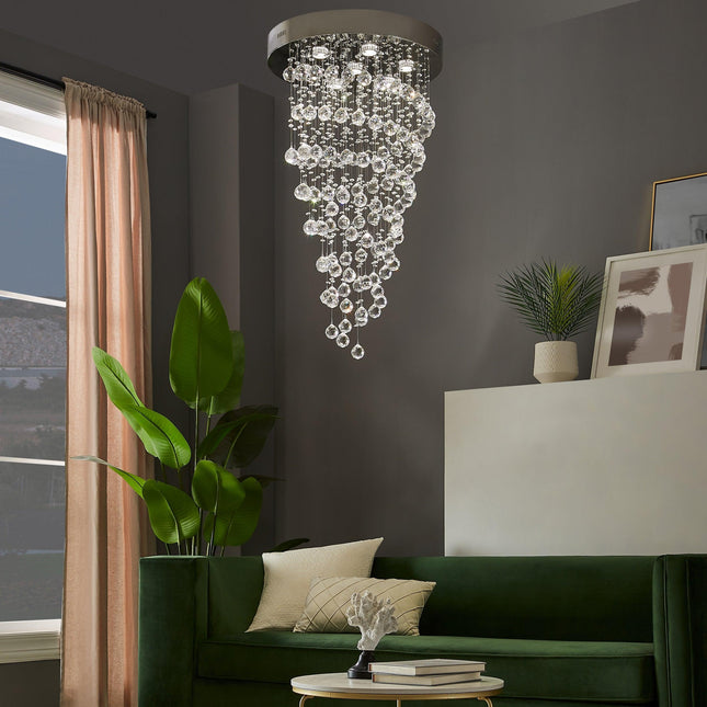 Crystal Chandelier Double Helix// 7 Light, 38" Hanging Length Chandeliers TriadCommerceInc   