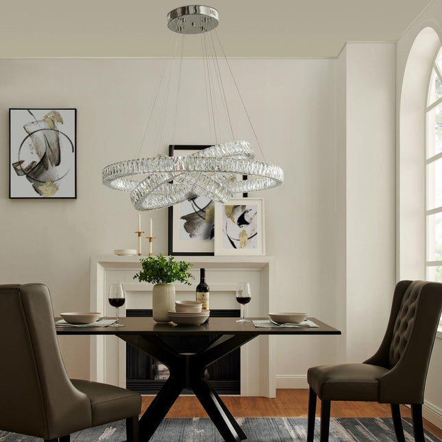 Crystal Elegance Three Ring Chandelier Chandeliers TriadCommerceInc   