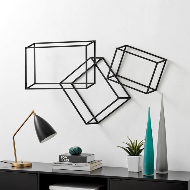 Cubic Metal Wall Sculpture // Matte Black Wall Decor TriadCommerceInc   