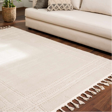Ryuu Ivory Carved Area Rug Rugs TriadCommerceInc