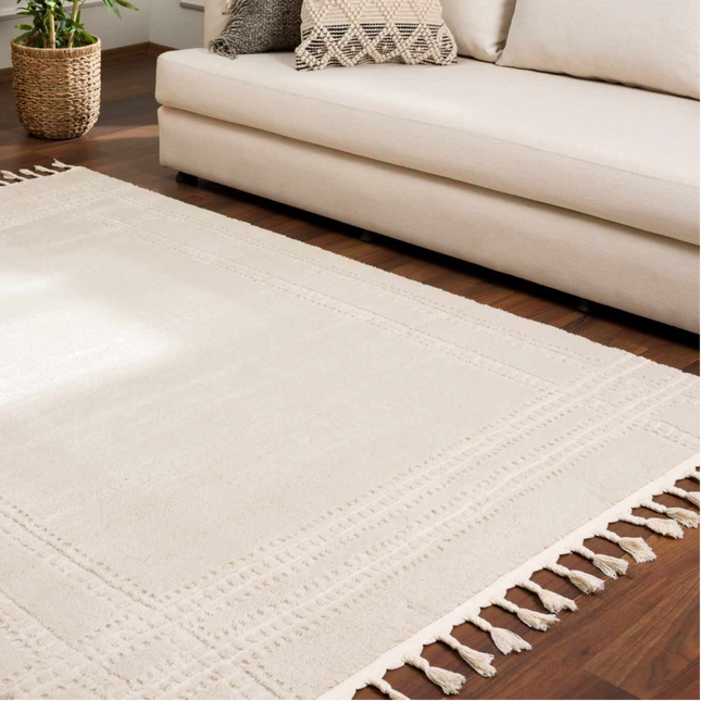 Ryuu Ivory Carved Area Rug Rugs TriadCommerceInc