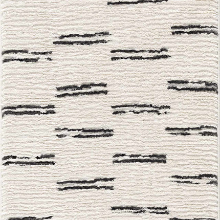 Riad Black Striped White Rug with Tassels Rugs TriadCommerceInc 2'7" x 7'3" Runner