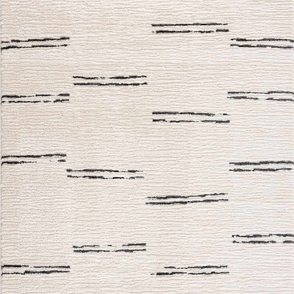 Riad Black Striped White Rug with Tassels Rugs TriadCommerceInc