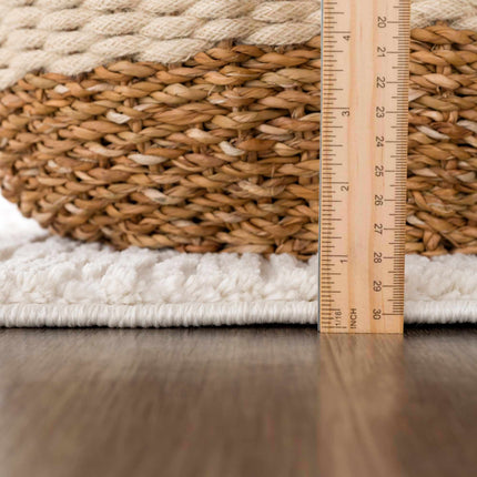 Riad Black Striped White Rug with Tassels Rugs TriadCommerceInc