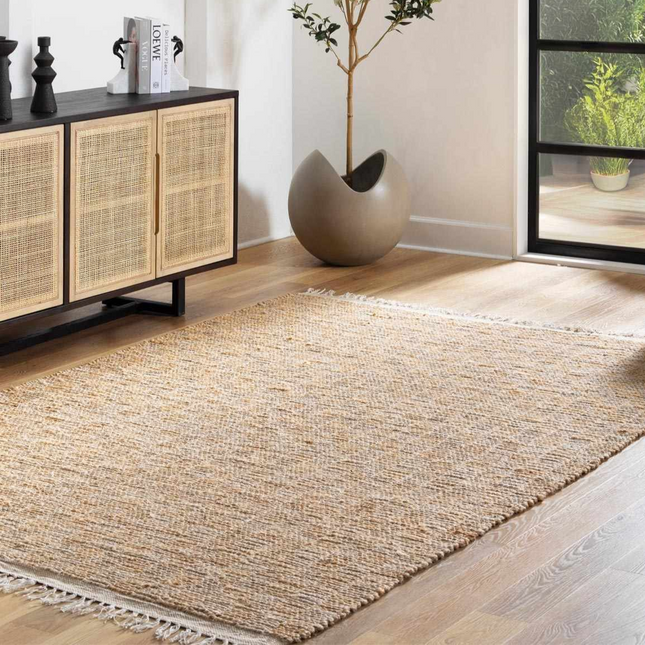 Lonut Checkered Jute Area Rug - Promo Rugs TriadCommerceInc