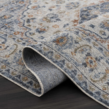 Blue Cream Hiti Washable area rug - Clearance Rugs TriadCommerceInc