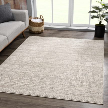 Nate Beige Tribal High Pile Carpet Rugs TriadCommerceInc 3'11" x 5'7" Rectangle