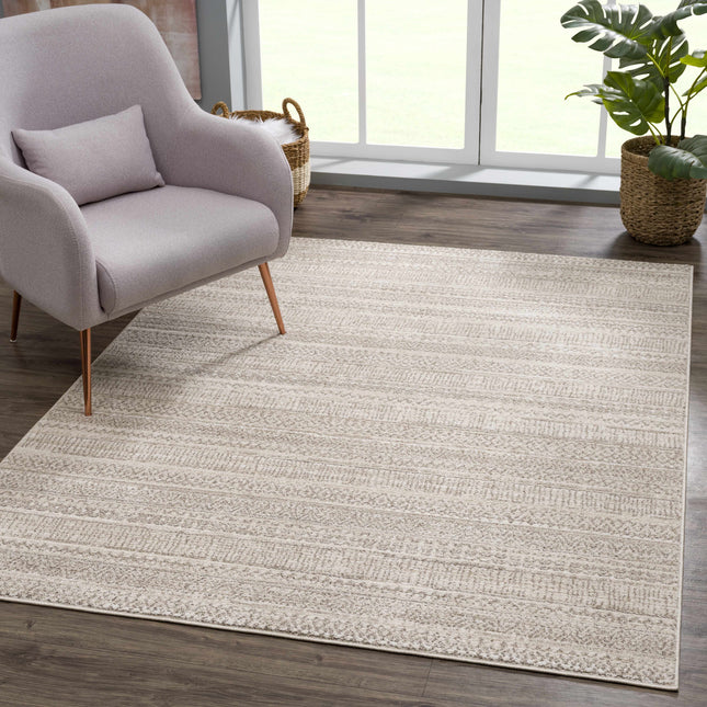Nate Beige Tribal High Pile Carpet Rugs TriadCommerceInc