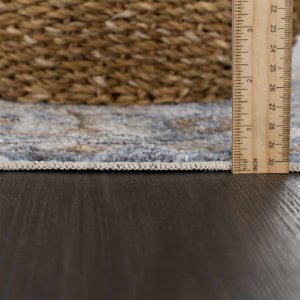 Blue Cream Hiti Washable area rug - Clearance Rugs TriadCommerceInc