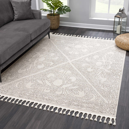 Birdwood Cream & Brown Area Rug Rugs TriadCommerceInc 5'3" x 7'3" Rectangle