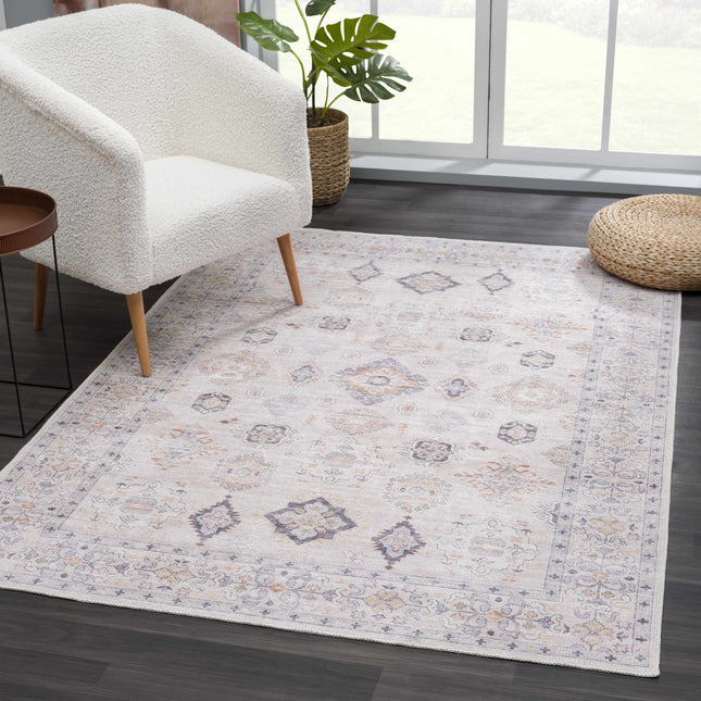 Beige Beckett Vintage Washable Area Rug - Promo Rugs TriadCommerceInc